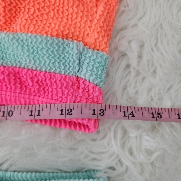 87th Street Boutique Textured Grapefruit Orange Color Block High Waisted… - Picture 6 of 7